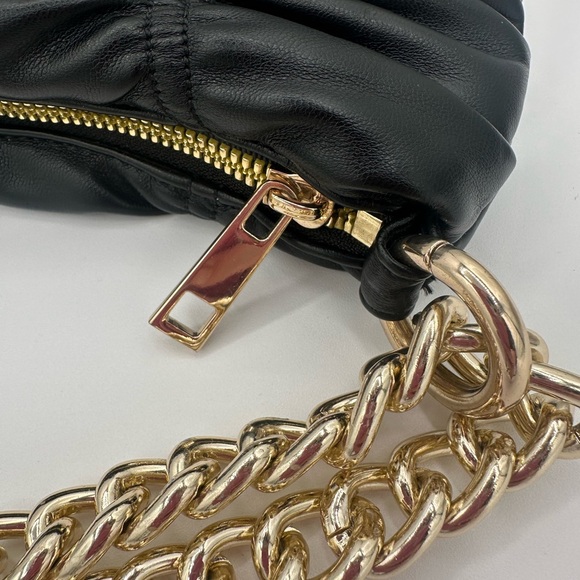 Forever 21 Black Ruched Shoulder Bag with Gold Chain Strap ❤️💥 - Picture 12 of 17
